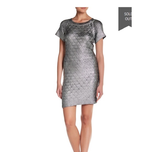 Metallic Silver Short Dress